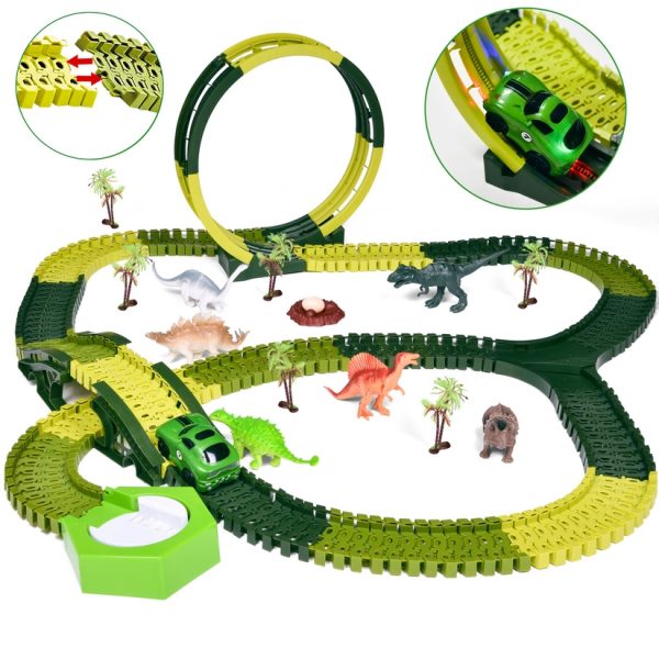 Dinosaur Tracks Toys for Kids 232 PCs Flexible Track Playset 1